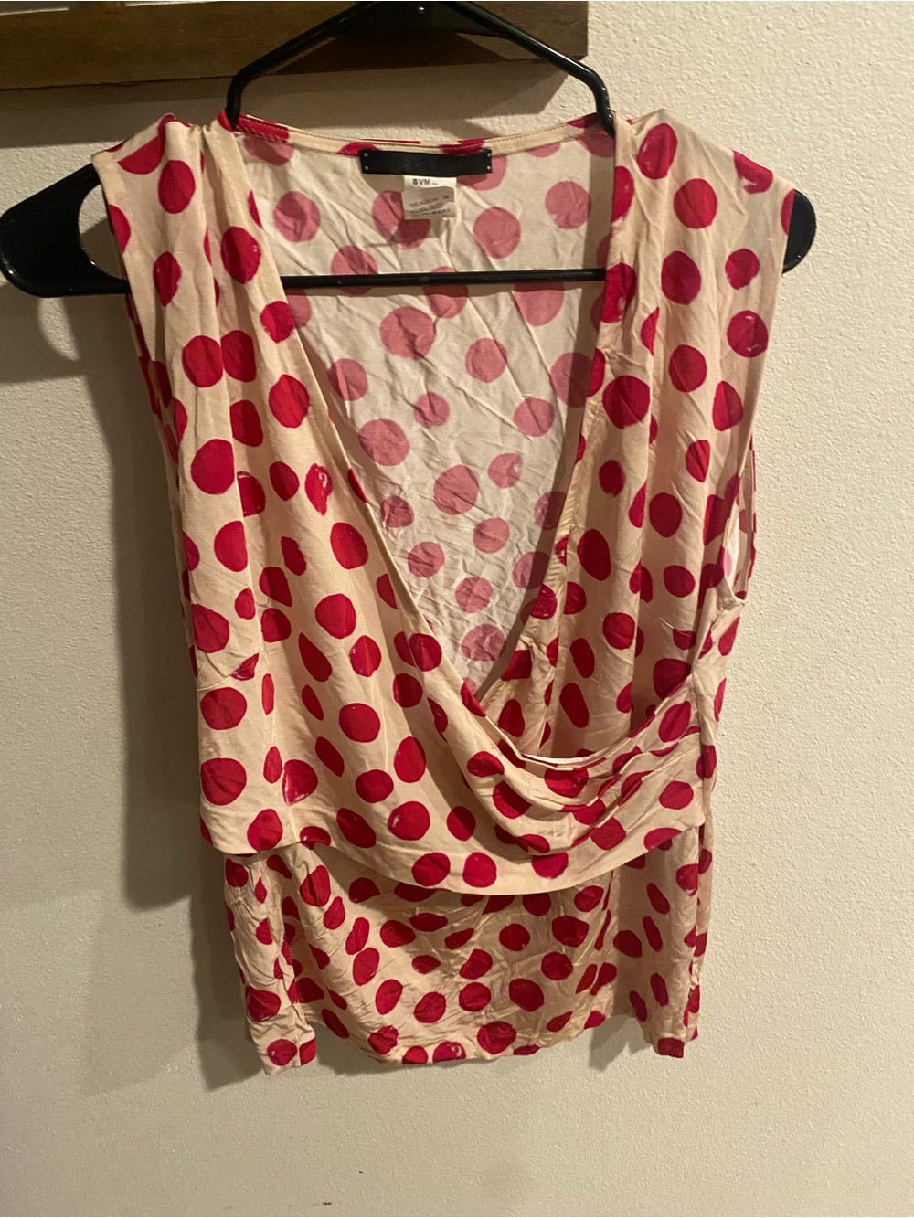 Les Copains pink polka dot print blouse size XL